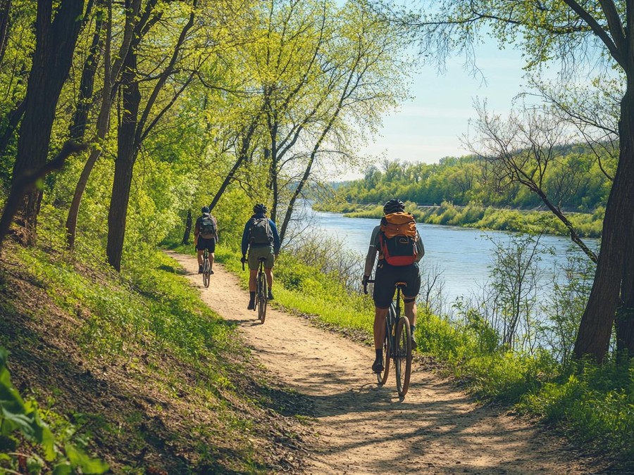 Группа на закате